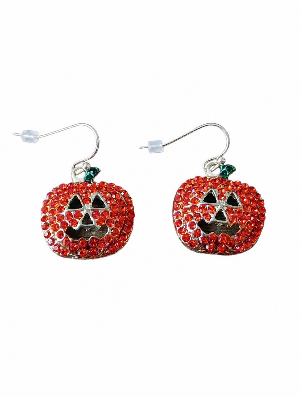 Pumpkin Earrings Orange Fall Autumn Harvest Halloween Rhinestone Fashion Jewelry